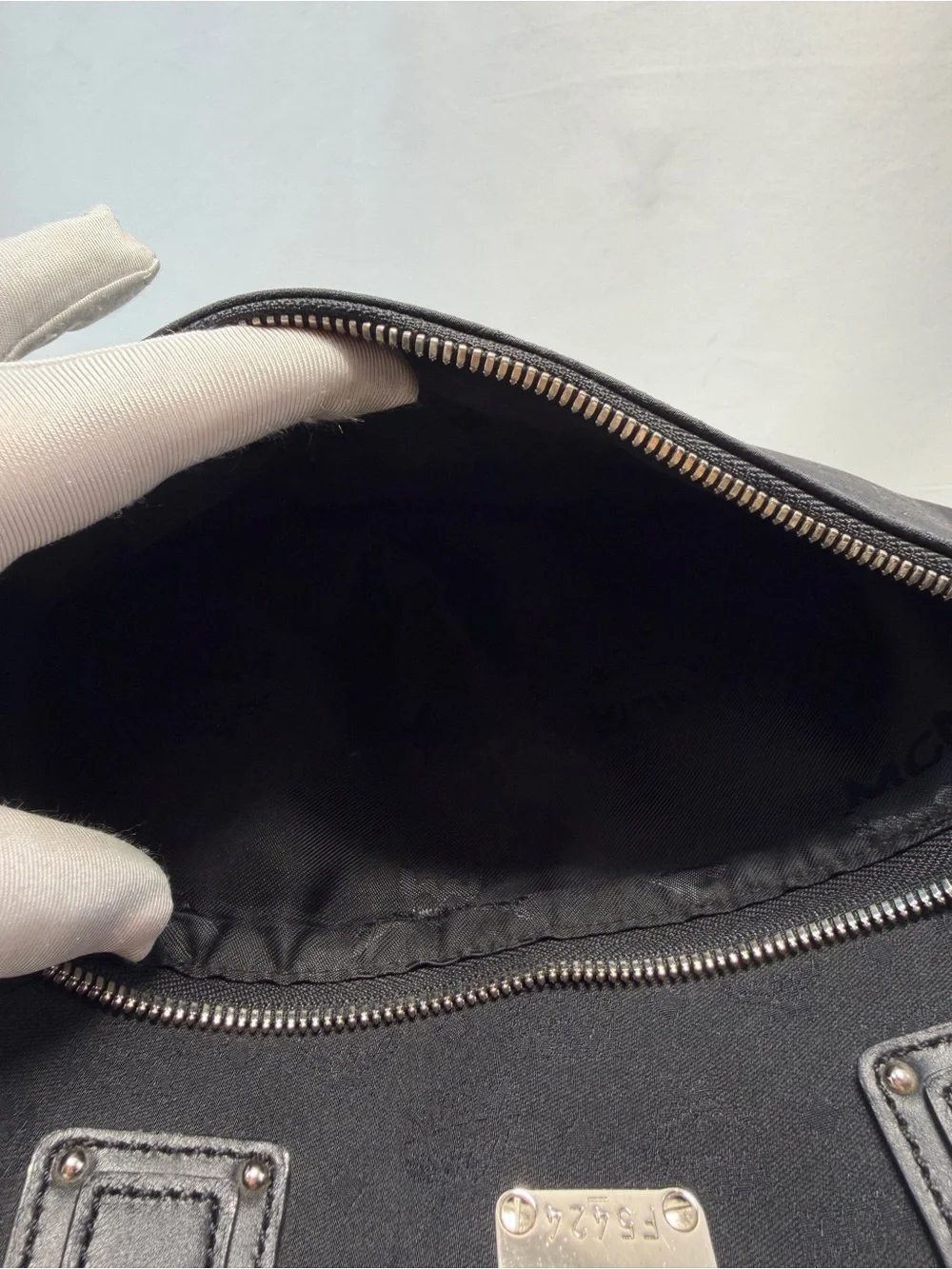 MCM Black Leather Briefcase with Navy Strap